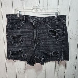 American Eagle Mom Shorts Women's High Rise Cutoffs Distressed Ripped Size 14.